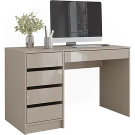 Vicco Schreibtisch Sherry, Greige Hochglanz, 55 x 120 cm mit Schubladen, Model 57919 - Grau