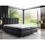 Fun Möbel Boxspringbett Schlafzimmerbett ARVID 200x200cm Kunstleder Schwarz