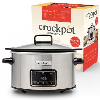 Crockpot Sizzle & Stew Digital Slow Cooker | 3,5 L (3-4 Personen) | Abnehmbare induktionsgeeignete Schüssel für Fleisch und Gemüse | EU 2 Pin Stecker | Edelstahl [CSC111X]