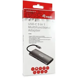 Equip USB-C 9-in-1-Multifunktionsadapter, HDMI 4K/60Hz, Gigabit LAN, USB 3.2 GEN1, SD/TF, 100W USB PD