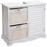 Mendler Waschbeckenunterschrank HWC-H20, Badezimmer Waschtisch, Massiv-Holz Korb-Schublade 60x65x31cm ~ shabby weiß