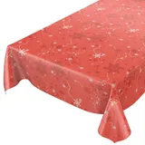 ANRO Wachstuchtischdecke Wachstuch Wachstischdecke Tischdecke Weihnachten Schneeflocken Rot 100x140cm