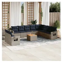 vidaXL Gartensofa-Set 11-tlg. grau Polyrattan