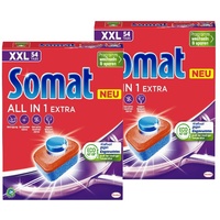 Somat All in 1 Extra Spülmaschinen Tabs (2x54 Tabs), Geschirrspül Tabs für strahlende Sauberkeit auch bei niedrigen Temperaturen, bekämpfen selbst verkrustete Rückstände