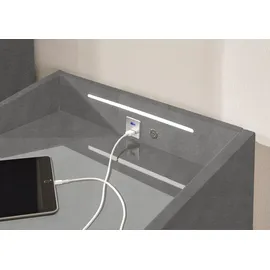 ed exciting design Nachtkonsole ED EXCITING DESIGN "Moon", grau (grau, savanna 21 grau), B:47cm H:61cm T:46cm, Sideboards, Nachtkonsole, mit LED-Beleuchtung und USB-Anschluss & USB-C-Anschluss