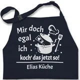 Kinderschürze Schürze Kinder Jungen Mädchen - Kochschürze - Mir doch egal ich koch das jetzt so mit Name - 7-14 Jahre - Navy Blau - personalisierte junge für kleinkinder personalised - 7-13 Jahre