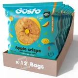 GUSTO SNACKS Knusprige Apfelchips mit Mangosaft, reich an Ballaststoffen, Vegan, Glutenfrei und Vegetarisch. Gesunde Snackbox, Fettarme Getrocknete Fruchtchips - 20g (12 Tüten)
