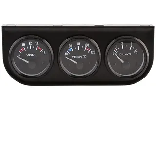 Qiilu Triple Gauge Kit, 52 mm 3 in 1 Triple Stärken Öl Druck Meter Wassertemperatur Gauge Voltmeter für Auto Truck