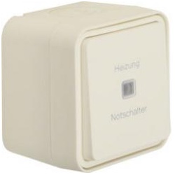 Berker W.1 - Kontroll-Wechselschalter mit Linse und Aufdruck " Heizung Notschalter"  (polarweiß)