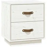 vidaXL Nachttisch Weiß 40x34x45 cm Massivholz Kiefer