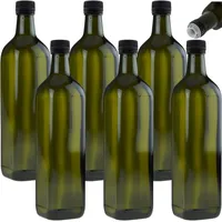 mikken 6x Ölflasche 750 ml mit Ausgiesser grün/braune Ölspender Glasflasche mit Dosierer und Etiketten