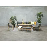 Garden Impressions Dining-Ecklounge "Cubatao" inkl. Sessel, Sitzbank, Tisch, Hockern und Kissen natur / grau,