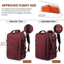luxuskollektion Rucksack Handgepäck Flugzeug 15,6 Zoll Rotwein