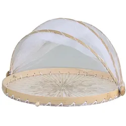 Chic Antique Serviertablett mit Netz, H25/D40 cm, natur