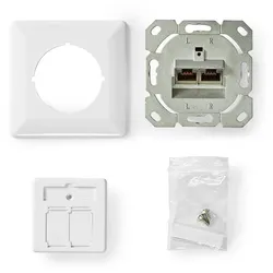 Nedis Netzwerk-Wanddose - Unterputz - 2-Port port(s) - CAT6 - Gerade - Buchse - Vergoldet - PVC - Weiss - Box