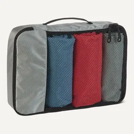 Amazon Essentials 4-teiliges Packwürfel-Reisezubehörset, Gepäckorganizer mit Doppelreißverschluss, Netzoberseite, 100% Polyester, klein/mittel/groß/schmal, grau (früher Amazon Basics)