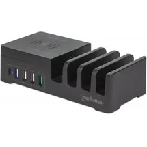 Manhattan Power Delivery Charging Station with Qi Wireless Charging Pad (36 W), USB Ladegerät, Schwarz