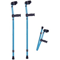 HEBEHO Klappbare Aluminium-Krücken für Erwachsene (×2 Einheiten, offene Manschette), modische verstellbare Unterarmgehstützen für Reisen, unterstützt bis zu 100 kg, blau