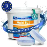 Azuro Chlortabletten 5 in 1 Chlor Multitabs 200g langsamlöslich für Pools, (1kg, 3kg, 5kg, Hergestellt in Europa), für kristallklares und hygienisches Poolwasser), langzeit Chlor Tabletten zur Reinigung und Desinfektion 3 kg
