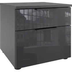 Nachtkommode WIMEX "Level36 black C by fresh to go", grau (graphit, glas grau), B:41cm H:39cm T:41cm, Spanplatte, Sideboards, Nachttisch mit Glaselementen auf der Front, soft-close Funktion