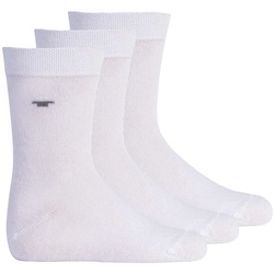 TOM TAILOR Unisex Kinder Socken, 3er Pack - Strümpfe, Baumwolle, Logo, einfarbig Weiß 23-26