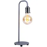 GLOBO Tischleuchte nickel-matt Beistellleuchte Metall Retro Tischlampe grau Industriell, 1x E27 Fassung, HxT 43,8x15 cm