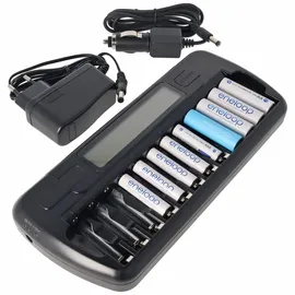 Panasonic eneloop Standard HR-3UTGA 12 Stück AA Mignon Akkus, LCD-Ladegerät mit Display für 1-12 AA