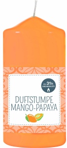 Duftstumpe, 120 x 60 mm, Qualitätskerze mit hochwertigem Duftkonzentrat, Duft: Mango/Papaya