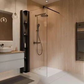 Schulte Home Toura Walk-In-Dusche 90 x 200 cm schwarz Sicherheitsglas