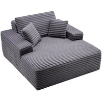 Vevor Chaiselongue Relaxliege 124 cm, gepolstertes Schlafsofa mit Dekokissen & Armlehnen, Schlafcouch mit tiefer Sitzfläche für Wohnzimmer Schlafzimmer, Loungesessel aus hochelastischem Schwamm