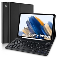 Samsung Galaxy Tab A8 Hülle mit Tastatur, QWERTZ Deutsches Layout Bluetooth Tastatur mit Stifthalter für Samsung Galaxy Tab A8 10,5'' 2021 SM-X200/ X205/ X207 (Schwarz) (Stift nicht enthalten)
