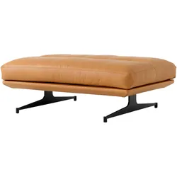 &Tradition Inland AV32 Pouf, schwarz / noble aniline leder cognac