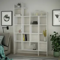Dmora Bücherregal Dguidett, Büroregal, Mobiler Buchhalter, Bücherbrett, 122x26h188 cm, Weiß