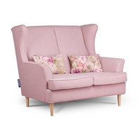 KONSIMO 2-Sitzer STRALIS Sofa 2 Personen, zeitloses Design, hohe Füße, mit zwei dekorativen Kissen inklusive rosa