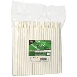 Papstar Trinkhalme mit Löffel 20 cm 100 St. Weiß
