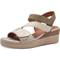 Jana Damen Sandalen mit Keilabsatz mit Klettverschluss Vegan, Mehrfarbig (Beige/Sage), 37 EU