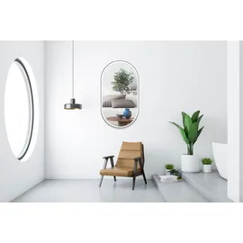 Hoko Badspiegel LED Antibeschlag Wandspiegel Oval 45x75cm mit Aluminium-Rahmen+LED Wechsel Warmweiß-Kaltweiß-Neutral 2700-6500K.Touch Schalter.Ra... / Schwarz
