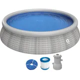Avenli Pool Komplettset rund 396x84 cm graue Rattanoptik mit Filterpumpe grau No Size