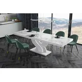 Design Esstisch Tisch HEB-111 Hochglanz ausziehbar 160 bis 256 cm - Weiß