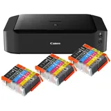 IC-Office IP8750 Farbtintenstrahl Drucker (Drucken, CD-Druck, A3, WLAN, AirPrint) schwarz + 18 XL Tintenpatronen