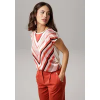LAURA SCOTT Shirtbluse, aus glänzendem Satin, Gr. 36, beige-rostbraun-gemustert,