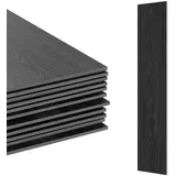 Relaxdays PVC Bodenbelag selbstklebend, 5m2/36 Stück, Holzoptik, Bad, Küche, Klebefliesen 91x15cm rutschfest, dunkelgrau