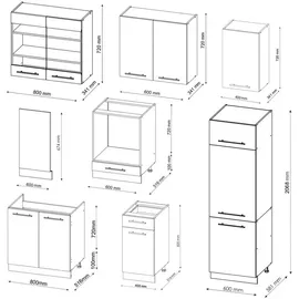 Vicco Küchenzeile Fame-Line 300 cm Weiß Landhaus/Anthrazit