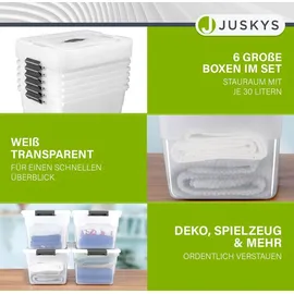 Juskys Aufbewahrungsbox 30 l 6-tlg. transparent/weiß