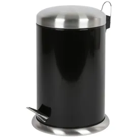 Buri Edelstahl Treteimer 12 l Schwarz