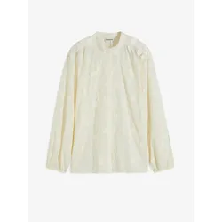 bonprix Leicht transparente Bluse mit Blumen-Applikation, weiß, 42, mit Baumwolle