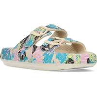LAURA VITA Pantolette EVA Material weich mit 2 verstellbaren Schnallen rose/beige/hellblau bunt Blumenmuster Größe 36 EU - Bunt - 36