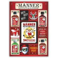 Männer Adventskalender - Frohes Fest mit Kräuterlikör und Pfefferminzlikör | 24 Seiten Abreißblock | Schnaps Likör Kalender für Männer zum anhängen | Geschenk zu Weihnachten | Scherzartikel