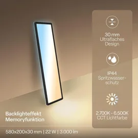 B.K.Licht LED Panel 1 58x20 cm eckig schwarz