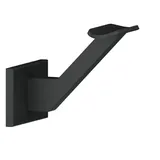 Stahl Handlaufhalter Handlaufträger Halter Treppen Handlauf Schwarz RAL 9005 Black Wandhalter Holz Holzhandlauf Edelstahlrohr für Handlauf 42,4 Geländer Eckig Feinstruktur Treppengeländer matt